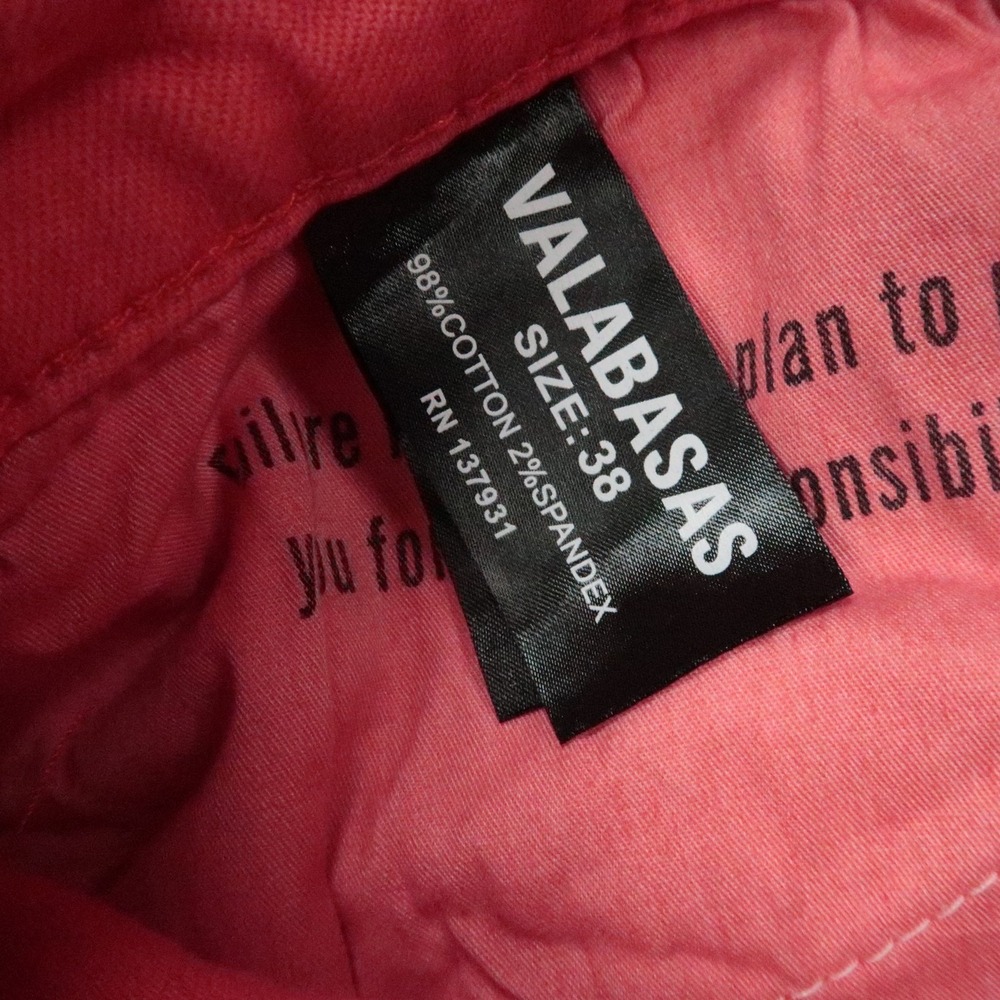 Valabasas Jeans Mens 38x36 Red‎ Pink Raw Frayed Hem Carpenter Wide Leg - Picture 10 of 14